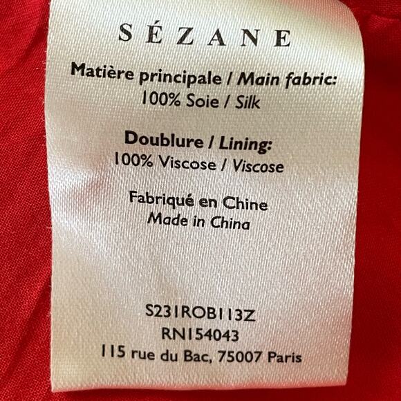 Sezane Silk Norabel Mini Dress Red Cara Print Size 46 EU 14 US - Picture 11 of 11